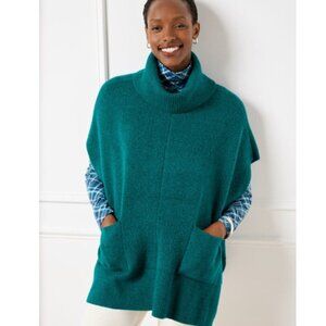 Talbots Turtleneck Poncho, Aqua Blue Green, XS/S